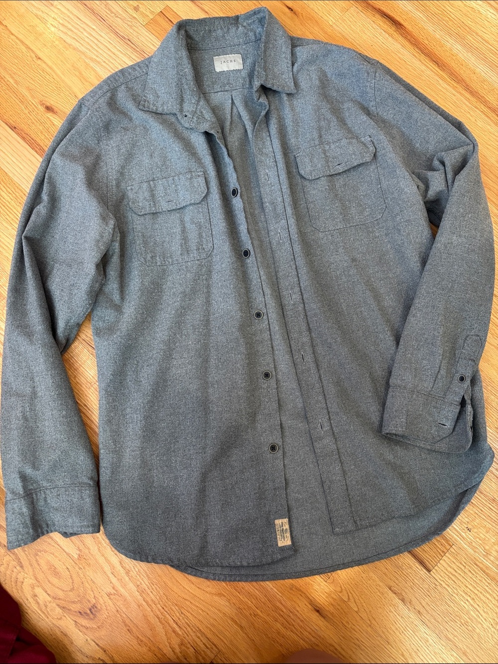 Jachs Gray Lightweight Shirt Jacket with Chest Pockets